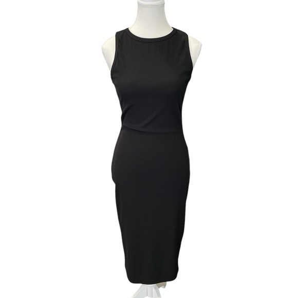 Dresses & Skirts - Elegant Black Sleeveless Midi Ribbed Stretchy Racerback Dress Small
